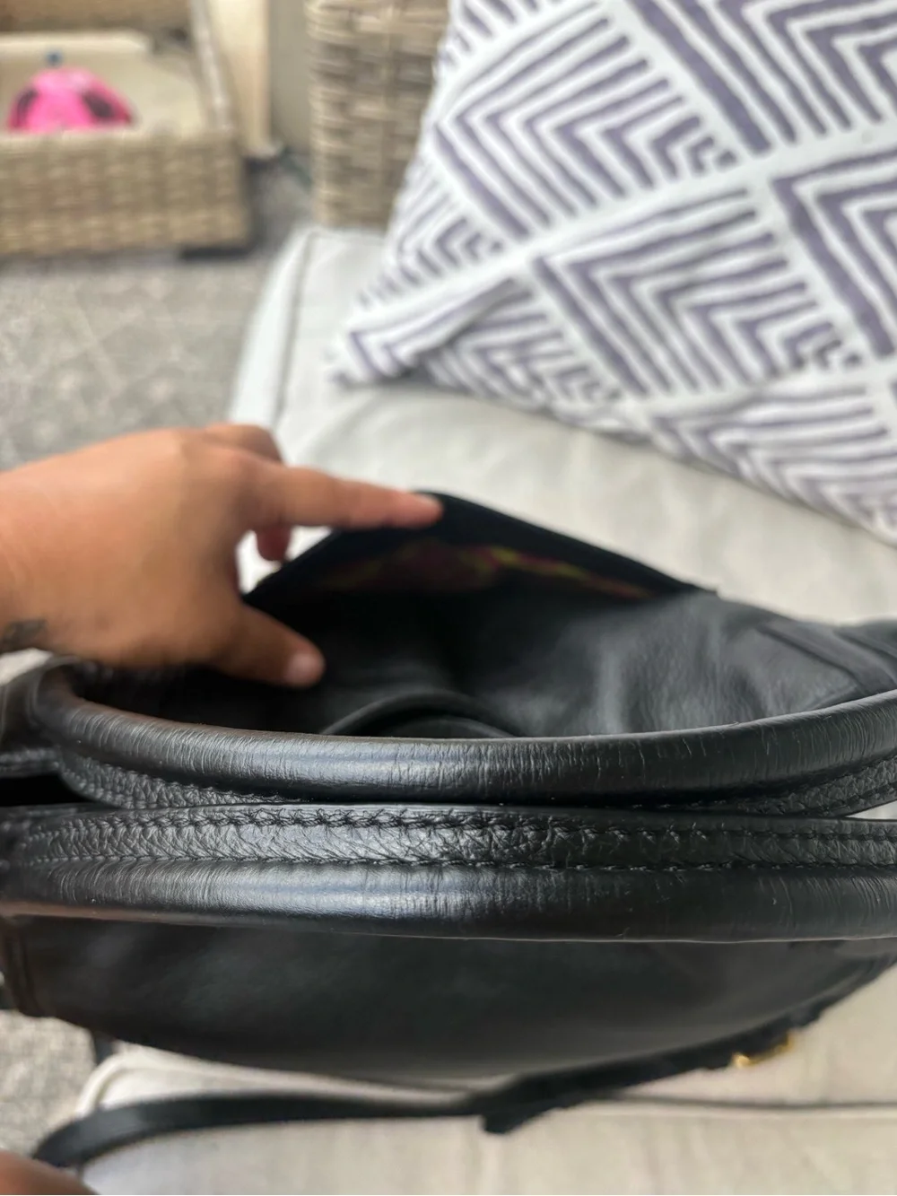 orYANY Black Leather Satchel with Adjustable Strap Brass Hardware